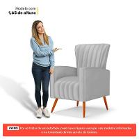 Poltrona Decorativa Melody Com Pés Palito Veludo Cinza Claro - Desk Design - 2
