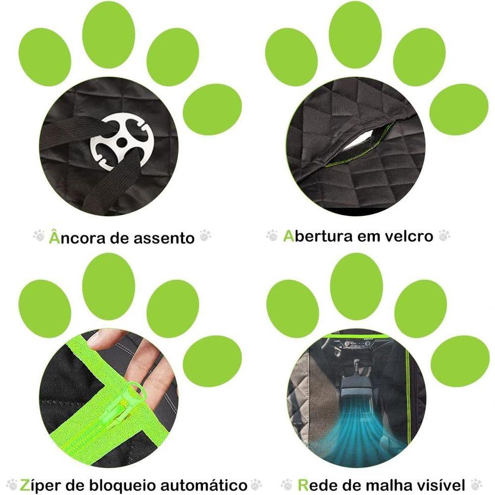 Capa Protetora Banco Traseiro Pet Cães Gatos Passagem Cinto. - 2
