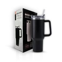 Copo Térmico Grande 1200 Ml Canudo Parede Dupla Cor Preto - 1
