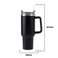 Copo Térmico Grande 1200 Ml Canudo Parede Dupla Cor Preto - 2