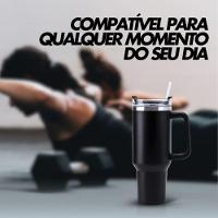 Copo Térmico Grande 1200 Ml Canudo Parede Dupla Cor Preto - 6