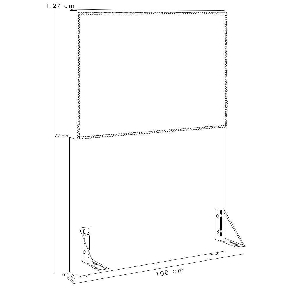 Cabeceira Cama Box Solteiro Com Tachas 100 Cm Linho Cru - 5