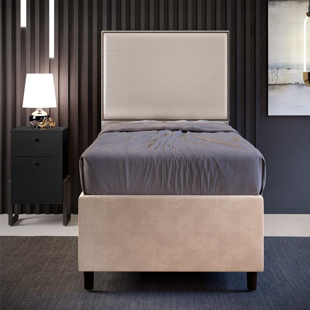 Cabeceira Cama Box Solteiro Com Tachas 100 Cm Linho Cru - 7