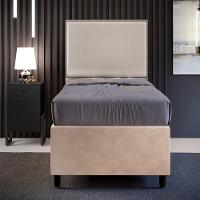 Cabeceira Cama Box Solteiro Com Tachas 100 Cm Linho Cru - 7