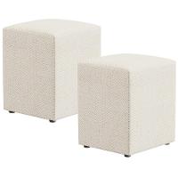 Kit 02 Puffs Quadrado L02 Linho Champagne - 1