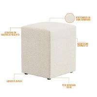 Kit 02 Puffs Quadrado L02 Linho Champagne - 4