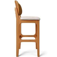 Kit 5 Banquetas Alta Betta Imbuia Whisky Linho Cru - 3