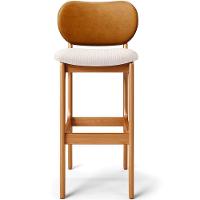 Kit 5 Banquetas Alta Betta Imbuia Whisky Linho Cru