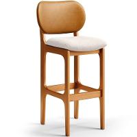 Kit 5 Banquetas Alta Betta Imbuia Whisky Linho Cru - 7