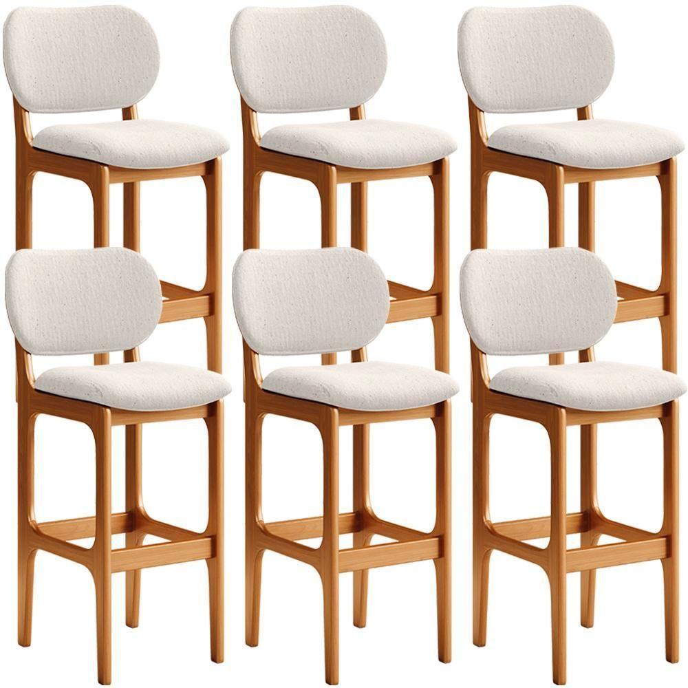 Kit 6 Banquetas Alta Betta Imbuia Linho Cru - 1