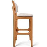 Kit 6 Banquetas Alta Betta Imbuia Linho Cru - 3