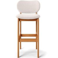 Kit 6 Banquetas Alta Betta Imbuia Linho Cru