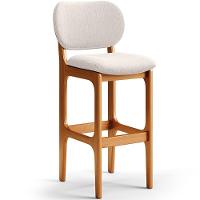 Kit 6 Banquetas Alta Betta Imbuia Linho Cru - 7