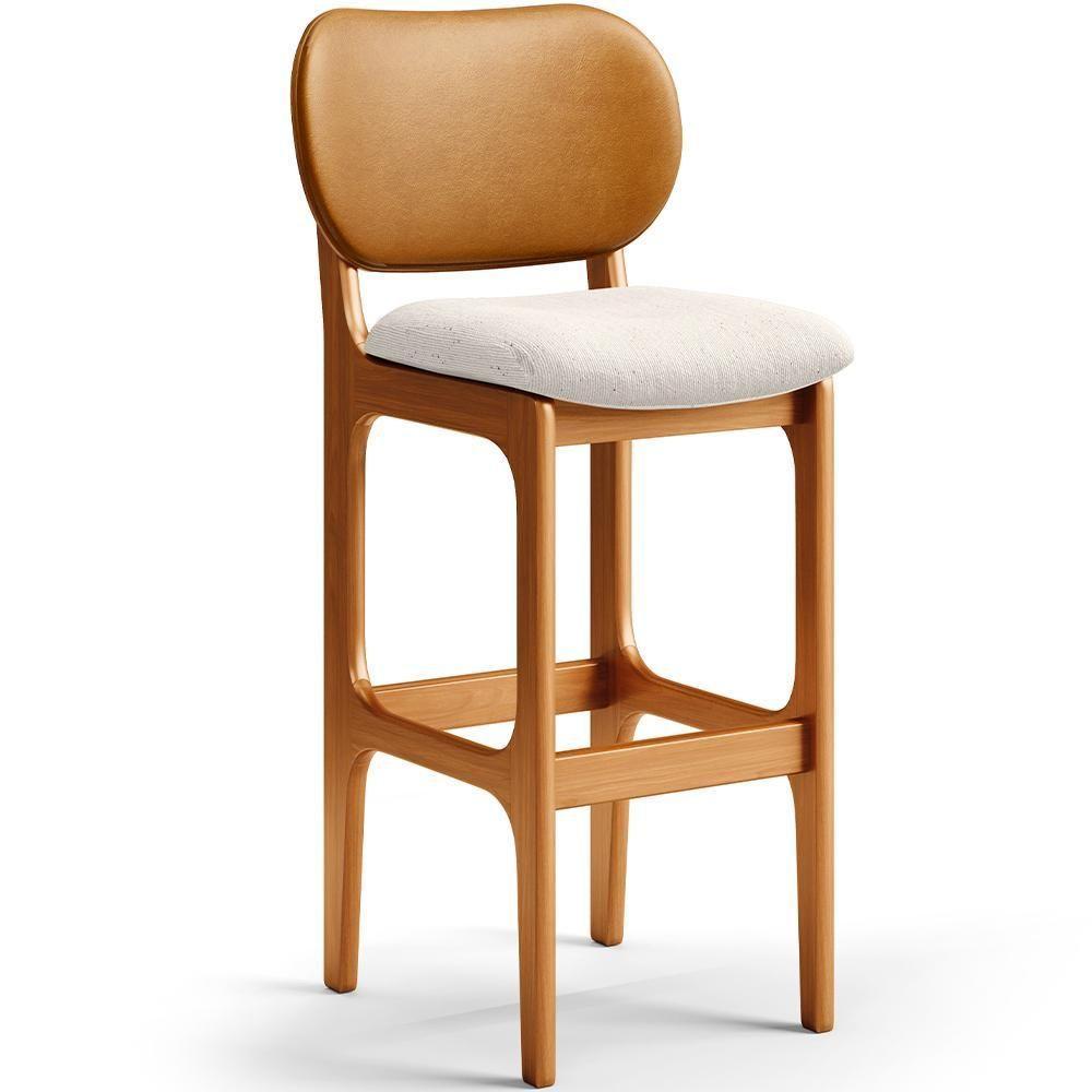 Kit 3 Banquetas Alta Betta Imbuia Whisky Linho Cru - 7