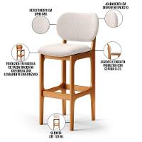 Kit 5 Banquetas Alta Betta Imbuia Linho Cru - 6