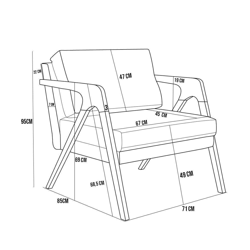 Kit 03 Poltronas Pietra Estrutura L02 Couríssimo Camel - 5