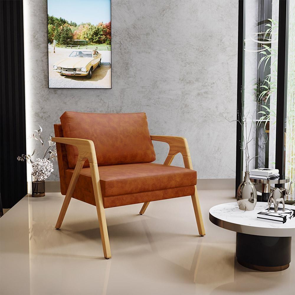 Kit 03 Poltronas Pietra Estrutura L02 Couríssimo Camel - 8