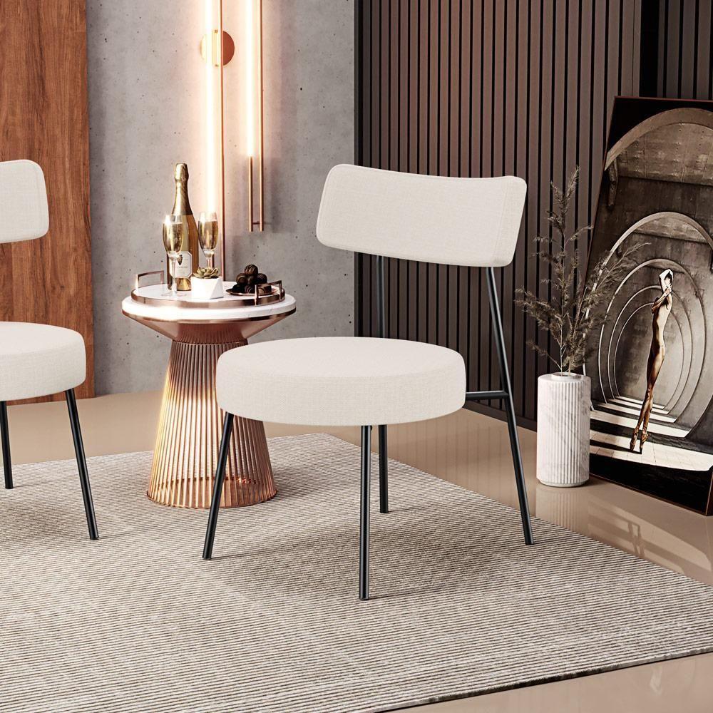 Kit 02 Poltronas Decorativas Para Sala De Estar Base Fixa Londres L02 Linho Bege - Lyam - 7