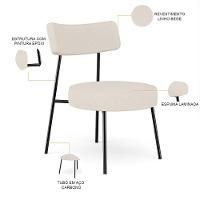 Kit 02 Poltronas Decorativas Para Sala De Estar Base Fixa Londres L02 Linho Bege - Lyam - 8