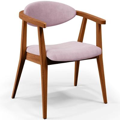 Poltrona Decorativa Para Sala De Estar Jantar Cecília B04 Suede Rosê