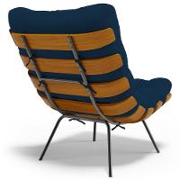 Kit 2 Poltronas Decorativas Sala De Estar Costela L02 Suede Azul Marinho - Lyam Decor