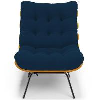 Kit 2 Poltronas Decorativas Sala De Estar Costela L02 Suede Azul Marinho - Lyam Decor - 5