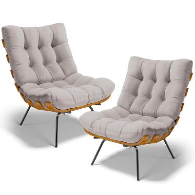Kit 2 Poltronas Decorativas Costela L02 Sala De Estar Linho Bege Lyam Decor