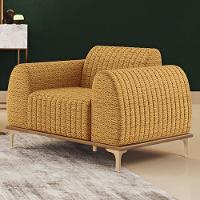 Kit 02 Poltronas Decorativa Base Madeira Pés D\'ouro Molino D02 Prime Bouclê Mostrada Pb-03 - Lyam - 5