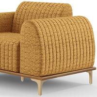 Kit 02 Poltronas Decorativa Base Madeira Pés D\'ouro Molino D02 Prime Bouclê Mostrada Pb-03 - Lyam - 6