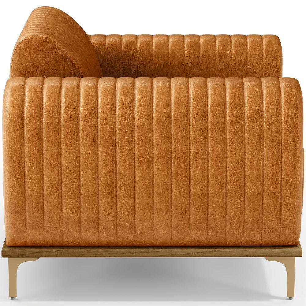 Kit 02 Poltronas Decorativa Base Madeira Pés D\'ouro Molino D02 Couríssimo Whisky B-90 - Lyam - 2