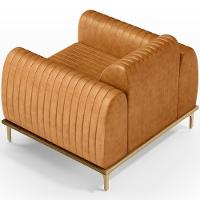 Kit 02 Poltronas Decorativa Base Madeira Pés D\'ouro Molino D02 Couríssimo Whisky B-90 - Lyam