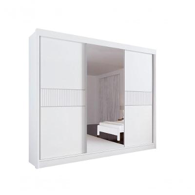 Guarda Roupa Casal Com Espelho 3 Portas 6 Gavetas 100% Mdf Los Angeles Ripado Branco