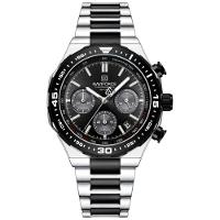 Relogio De Pulso Masculino De Quartzo Design Casual Esportivo Luminoso Impermeável Preto Prata - 1