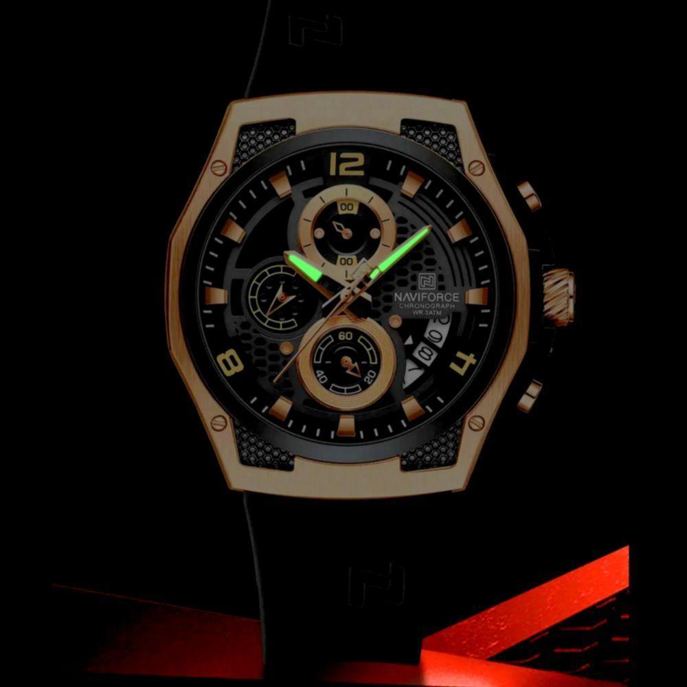 Relógio De Pulso Masculino Pulseira De Silicone Casual Esportivo Impermeável Preto Rose - 3