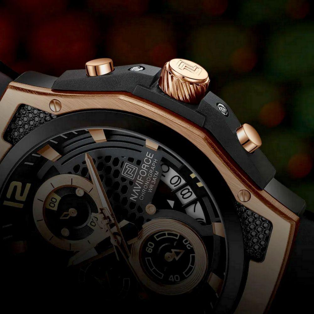 Relógio De Pulso Masculino Pulseira De Silicone Casual Esportivo Impermeável Preto Rose - 4