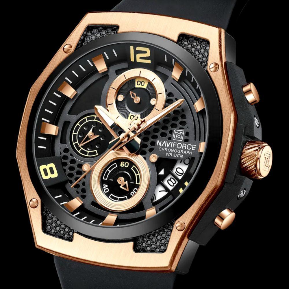 Relógio De Pulso Masculino Pulseira De Silicone Casual Esportivo Impermeável Preto Rose - 5