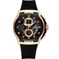 Relógio De Pulso Masculino Pulseira De Silicone Casual Esportivo Impermeável Preto Rose - 1