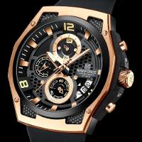 Relógio De Pulso Masculino Pulseira De Silicone Casual Esportivo Impermeável Preto Rose - 5