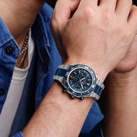 Relógio De Quartzo Masculino Com Pulseira De Aço Inoxidável Esportivo Impermeável Azul - 2