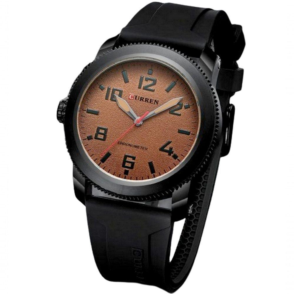 Relógio De Pulso De Quartzo Masculino Com Pulseira De Silicone Impermeavel 3atm Marrom - 2