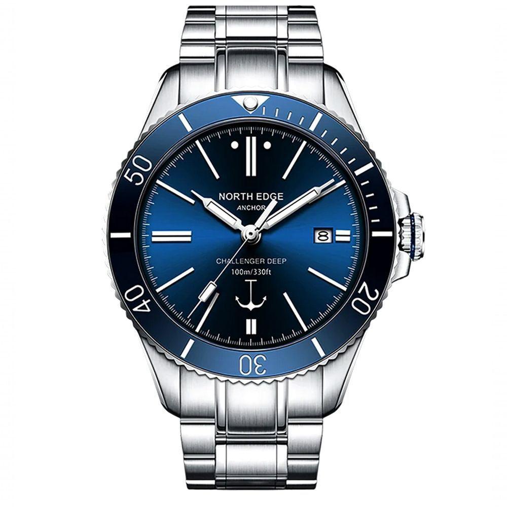 Relógio De Pulso Mecânico Masculino Anchor Automatico Impermeavel 100m à Prova Dagua Azul - 5