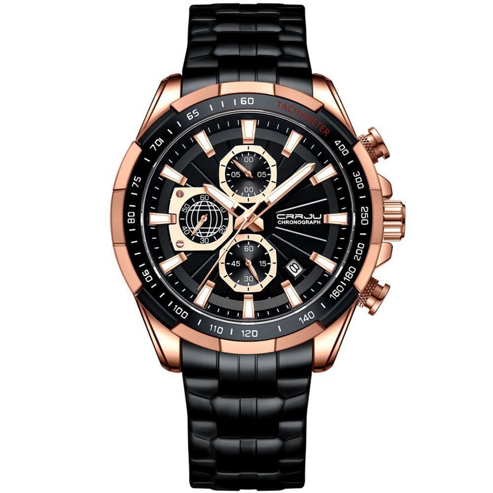 Relógio De Pulso Masculino Esportivo Resistente à água Pulseira De Aço Inoxidável Preto - 1