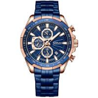 Relógio De Pulso Masculino Esportivo Resistente à água Pulseira De Aço Inoxidável Azul - 1