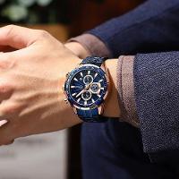 Relógio De Pulso Masculino Esportivo Resistente à água Pulseira De Aço Inoxidável Azul - 2