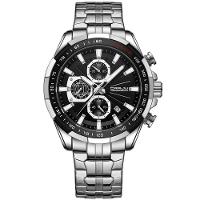 Relógio De Pulso Masculino Esportivo Resistente à água Pulseira De Aço Inoxidável Prata - 1