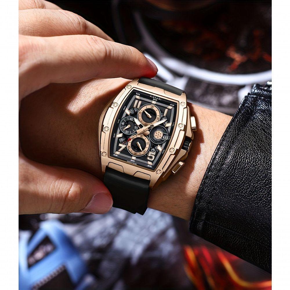 Relógio Lige Wine Cask Masculino Multifuncional à Prova D'água Dourado - 2