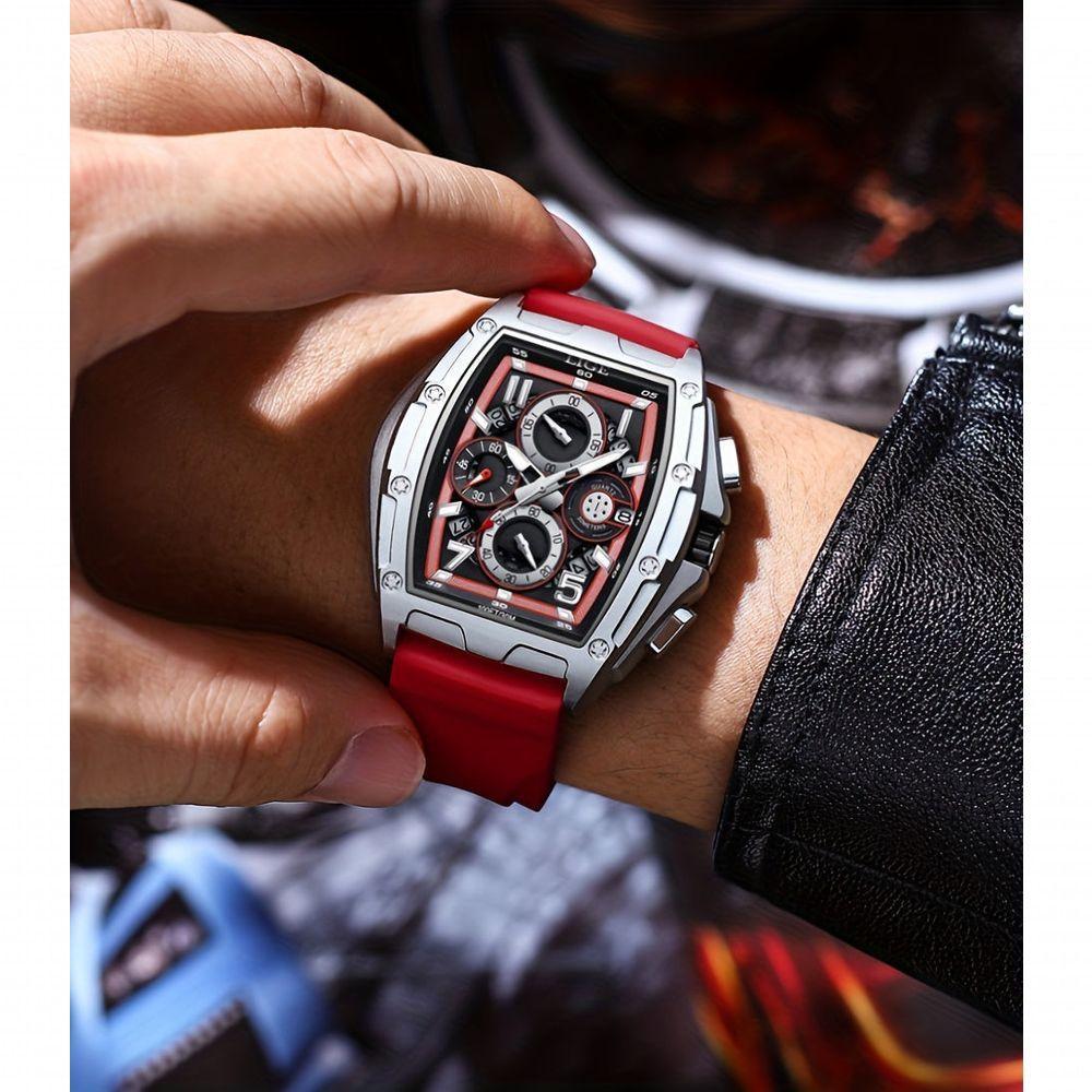 Relógio Lige Wine Cask Masculino Multifuncional à Prova D'água Vermelho - 2