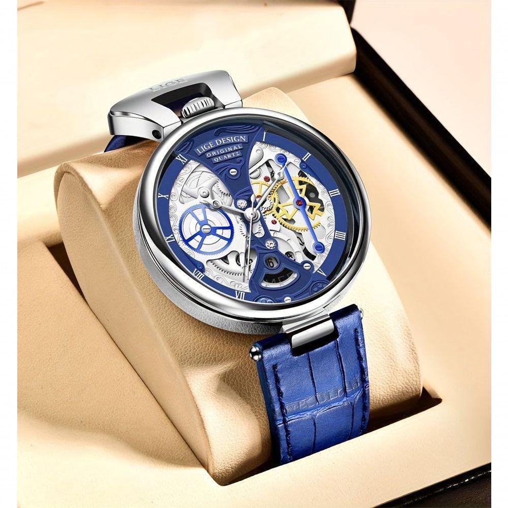 Relógio De Quartzo Lige Design Classico Calendário à Prova D'água Azul - 2