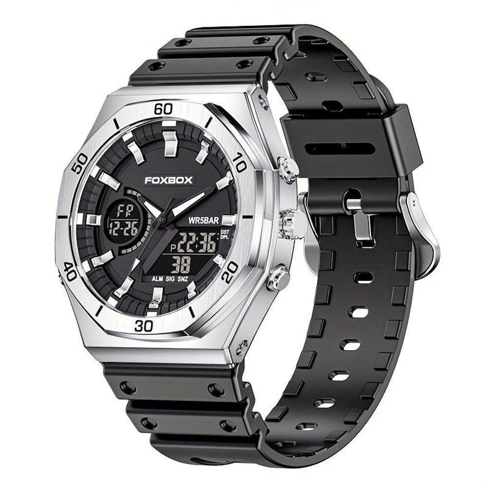 Relógio Esportivo Unissex Prova Dgua Com Display Duplo Crongrafo E Alarme Prateado - 1