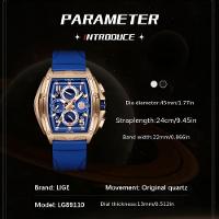 Relógio Lige Wine Cask Masculino Multifuncional à Prova D'água Azul - 7